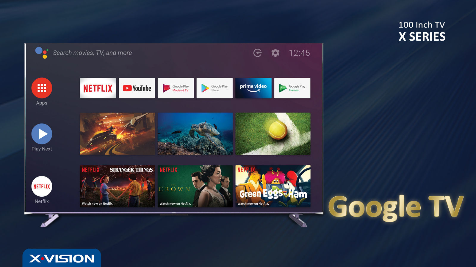 امکانات گسترده با google TV در تلویزیون 100 اینچ ایکس ویژن